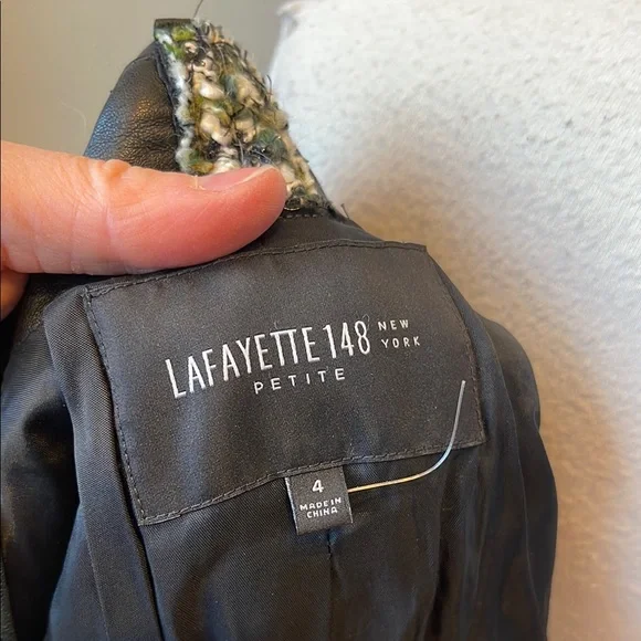 Lafayette 148 New York Green and Black Blazer Structured Tweed